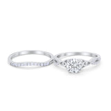 Celtic Wedding Ring Band Simulated Cubic Zirconia 925 Sterling Silver