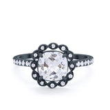 Halo Cushion Engagement Bridal Ring Simulated Cubic Zirconia 925 Sterling Silver