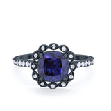 Halo Cushion Engagement Bridal Ring Simulated Cubic Zirconia 925 Sterling Silver