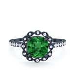 Halo Cushion Engagement Bridal Ring Simulated Cubic Zirconia 925 Sterling Silver