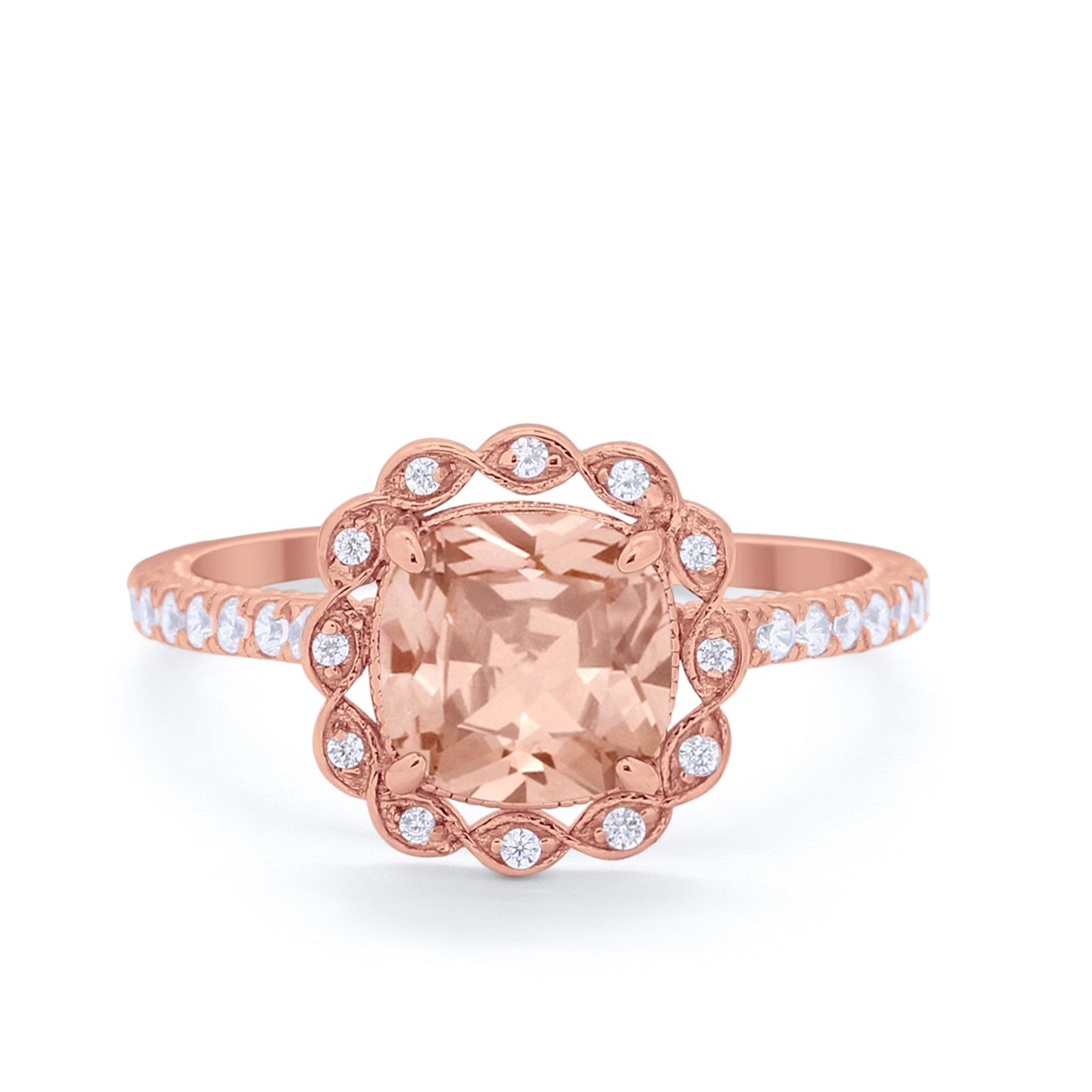 Halo Cushion Engagement Bridal Ring Simulated Cubic Zirconia 925 Sterling Silver