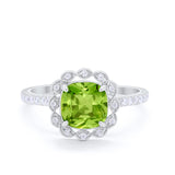Halo Cushion Engagement Bridal Ring Simulated Cubic Zirconia 925 Sterling Silver