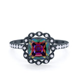 Halo Cushion Engagement Bridal Ring Simulated Cubic Zirconia 925 Sterling Silver
