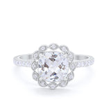 Halo Cushion Engagement Bridal Ring Simulated Cubic Zirconia 925 Sterling Silver