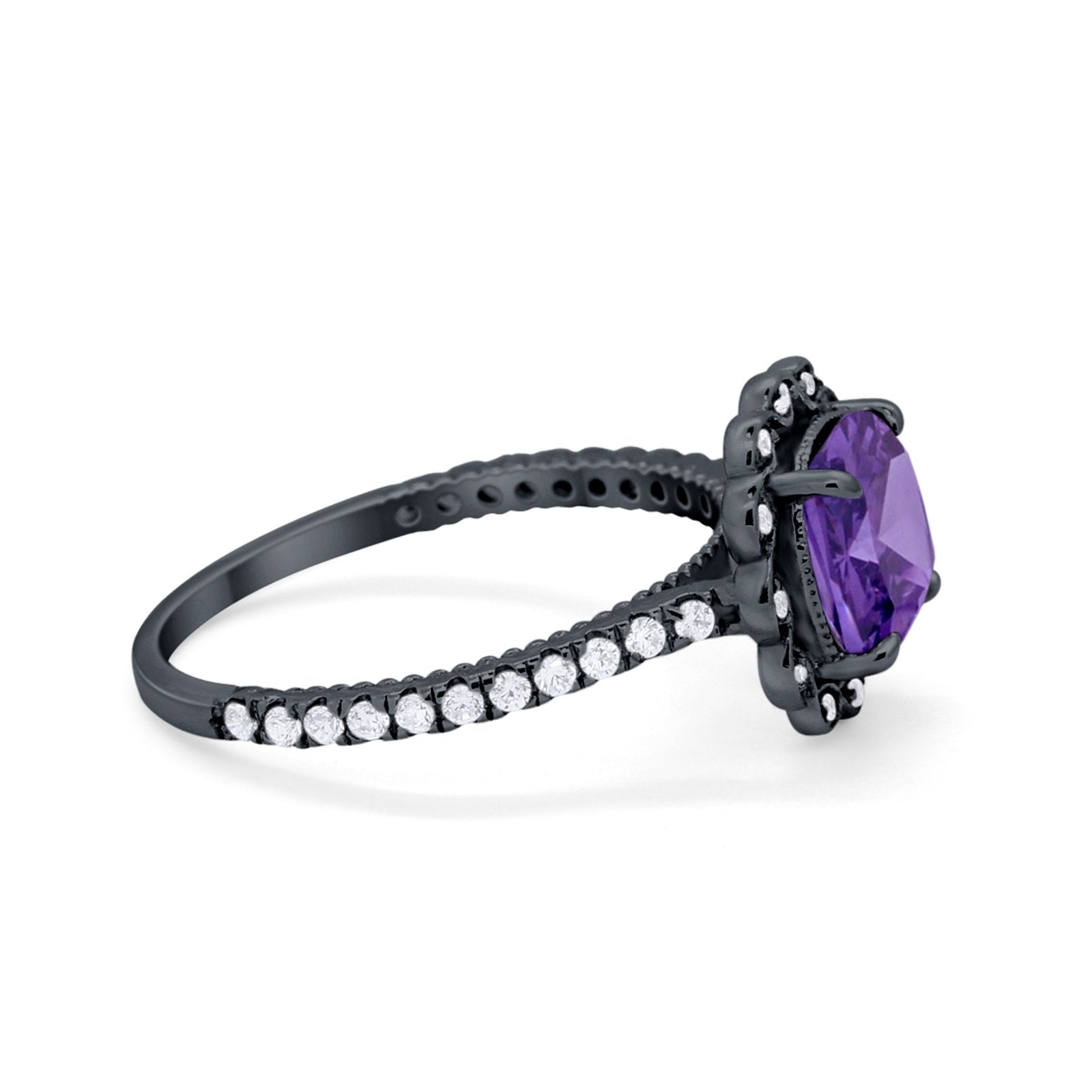 Halo Cushion Engagement Bridal Ring Simulated Cubic Zirconia 925 Sterling Silver