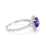 Halo Cushion Engagement Bridal Ring Simulated Cubic Zirconia 925 Sterling Silver