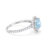 Halo Cushion Engagement Bridal Ring Simulated Cubic Zirconia 925 Sterling Silver