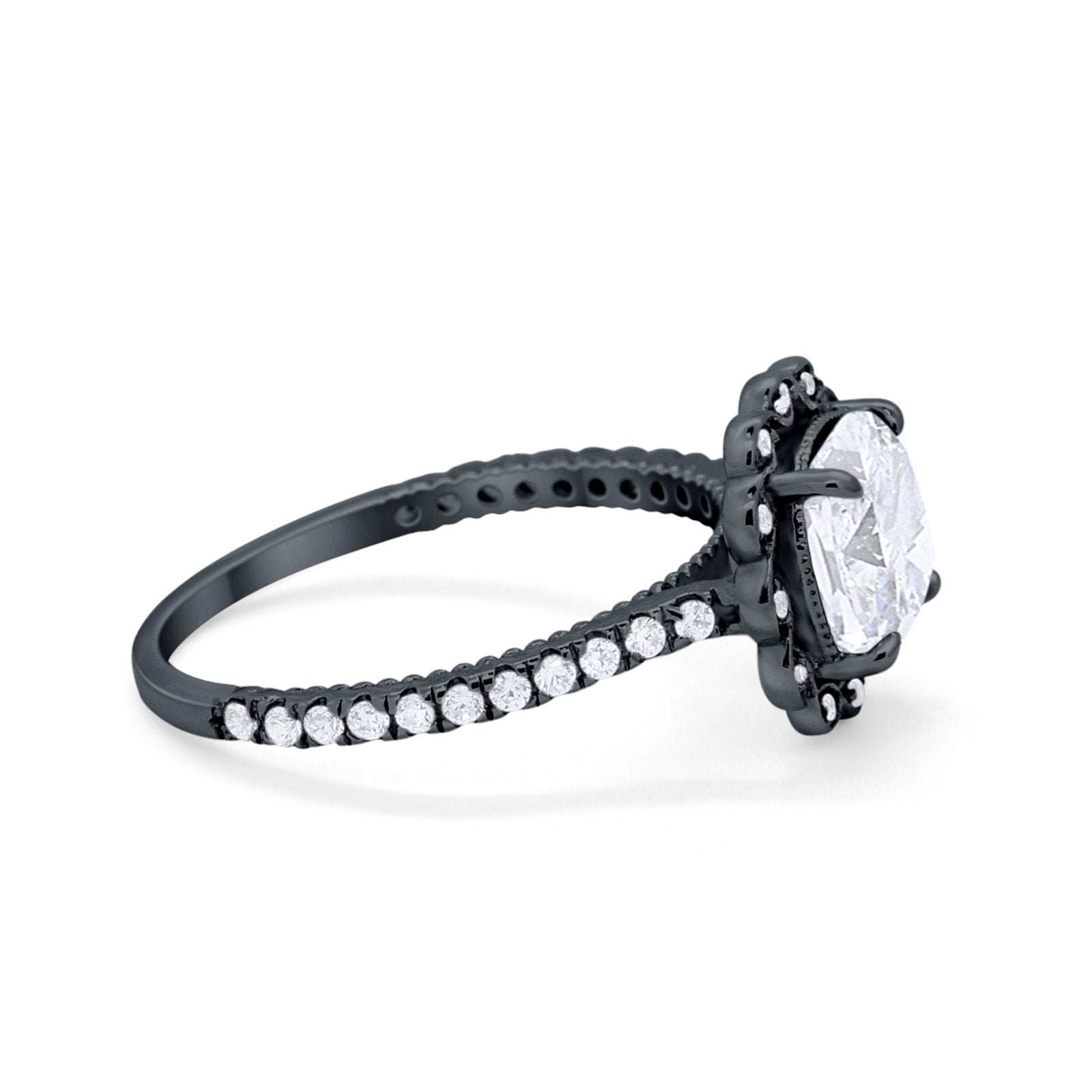 Halo Cushion Engagement Bridal Ring Simulated Cubic Zirconia 925 Sterling Silver