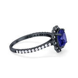Halo Cushion Engagement Bridal Ring Simulated Cubic Zirconia 925 Sterling Silver
