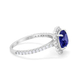 Halo Cushion Engagement Bridal Ring Simulated Cubic Zirconia 925 Sterling Silver