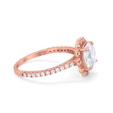 Halo Cushion Engagement Bridal Ring Simulated Cubic Zirconia 925 Sterling Silver