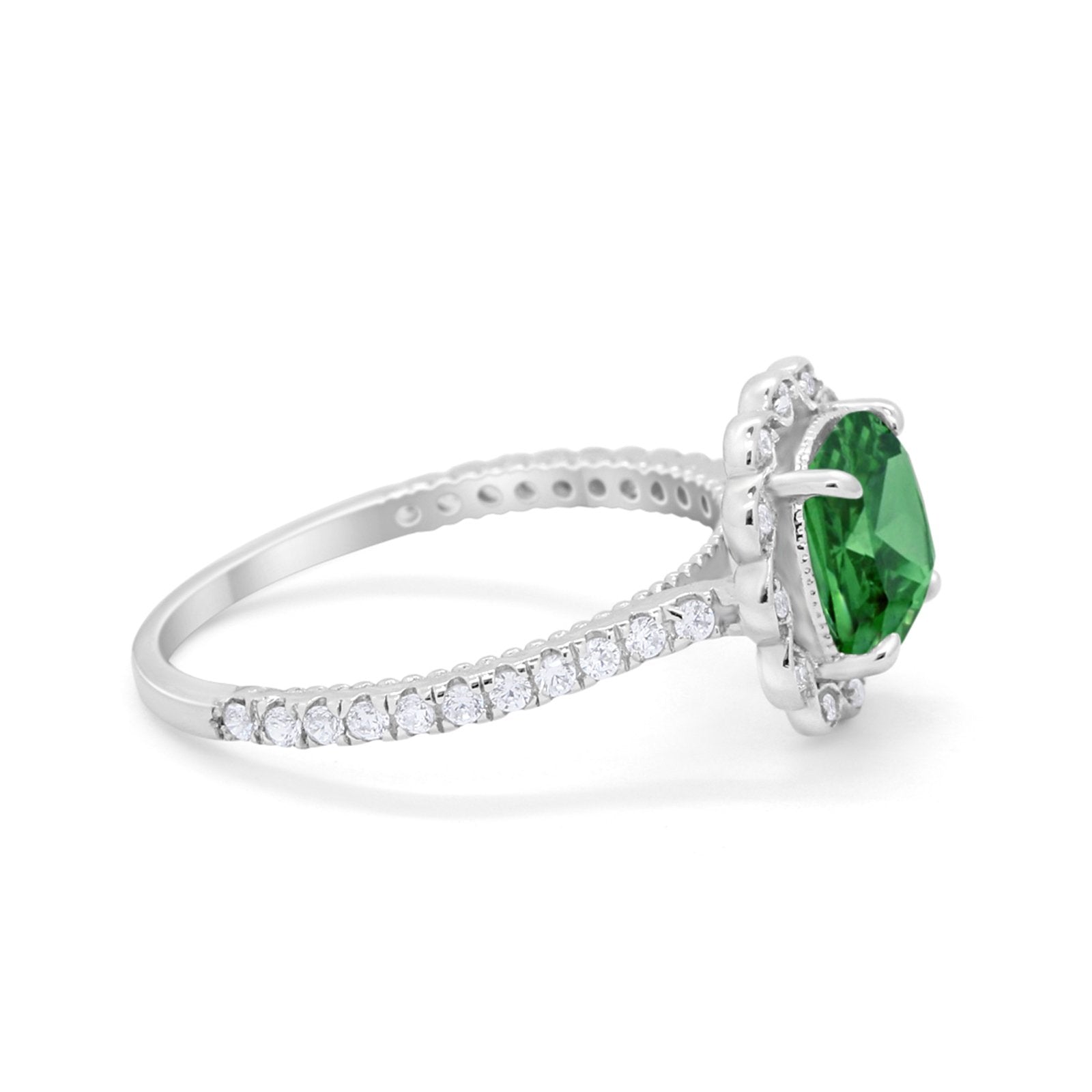 Halo Cushion Engagement Bridal Ring Simulated Cubic Zirconia 925 Sterling Silver