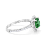 Halo Cushion Engagement Bridal Ring Simulated Cubic Zirconia 925 Sterling Silver