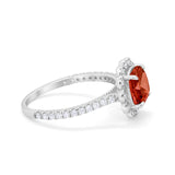 Halo Cushion Engagement Bridal Ring Simulated Cubic Zirconia 925 Sterling Silver