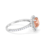 Halo Cushion Engagement Bridal Ring Simulated Cubic Zirconia 925 Sterling Silver