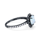 Halo Cushion Engagement Bridal Ring Simulated Cubic Zirconia 925 Sterling Silver