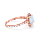 Halo Cushion Engagement Bridal Ring Simulated Cubic Zirconia 925 Sterling Silver