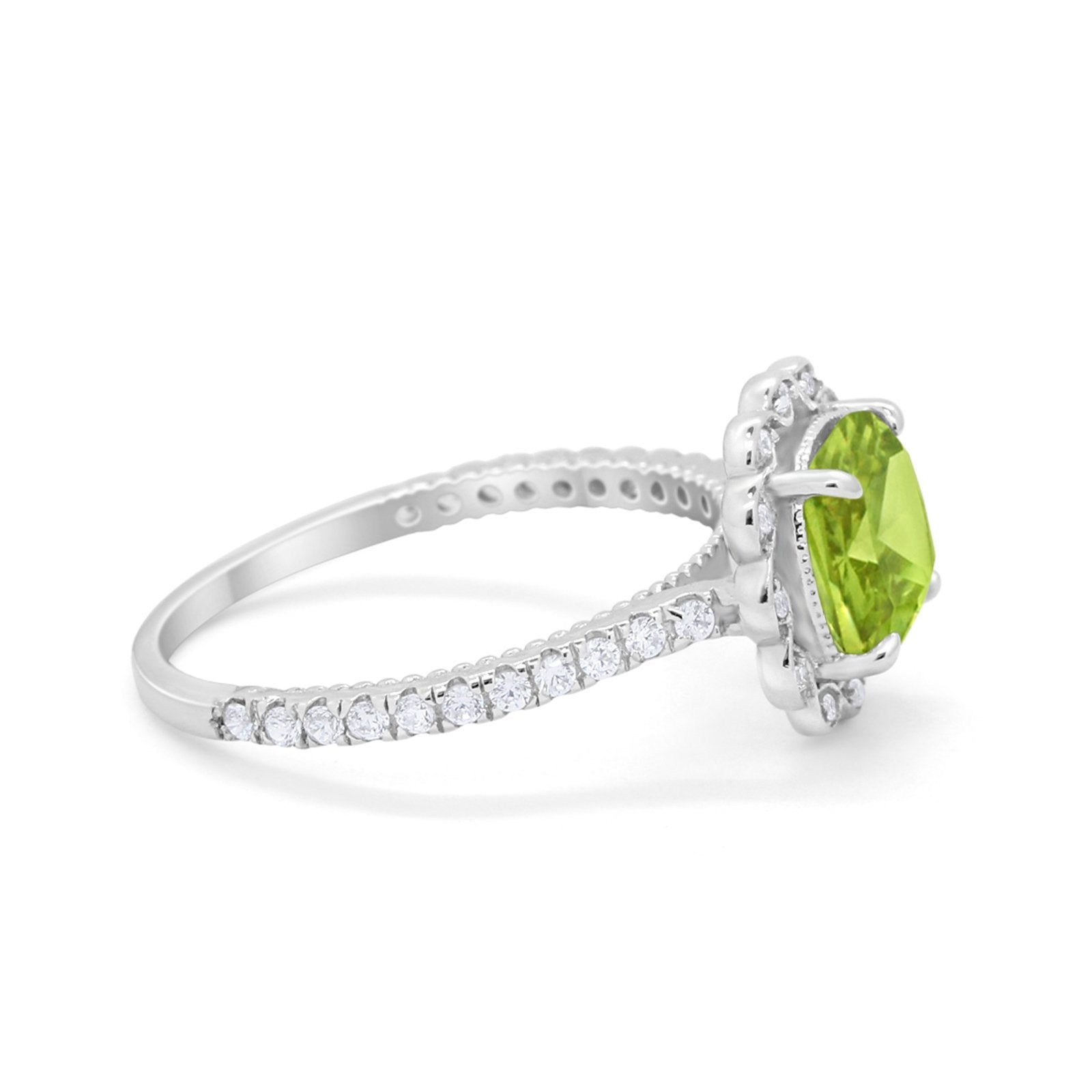 Halo Cushion Engagement Bridal Ring Simulated Cubic Zirconia 925 Sterling Silver