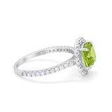 Halo Cushion Engagement Bridal Ring Simulated Cubic Zirconia 925 Sterling Silver