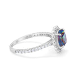Halo Cushion Engagement Bridal Ring Simulated Cubic Zirconia 925 Sterling Silver