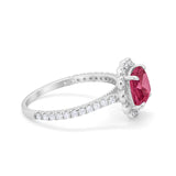 Halo Cushion Engagement Bridal Ring Simulated Cubic Zirconia 925 Sterling Silver