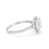 Halo Cushion Engagement Bridal Ring Simulated Cubic Zirconia 925 Sterling Silver