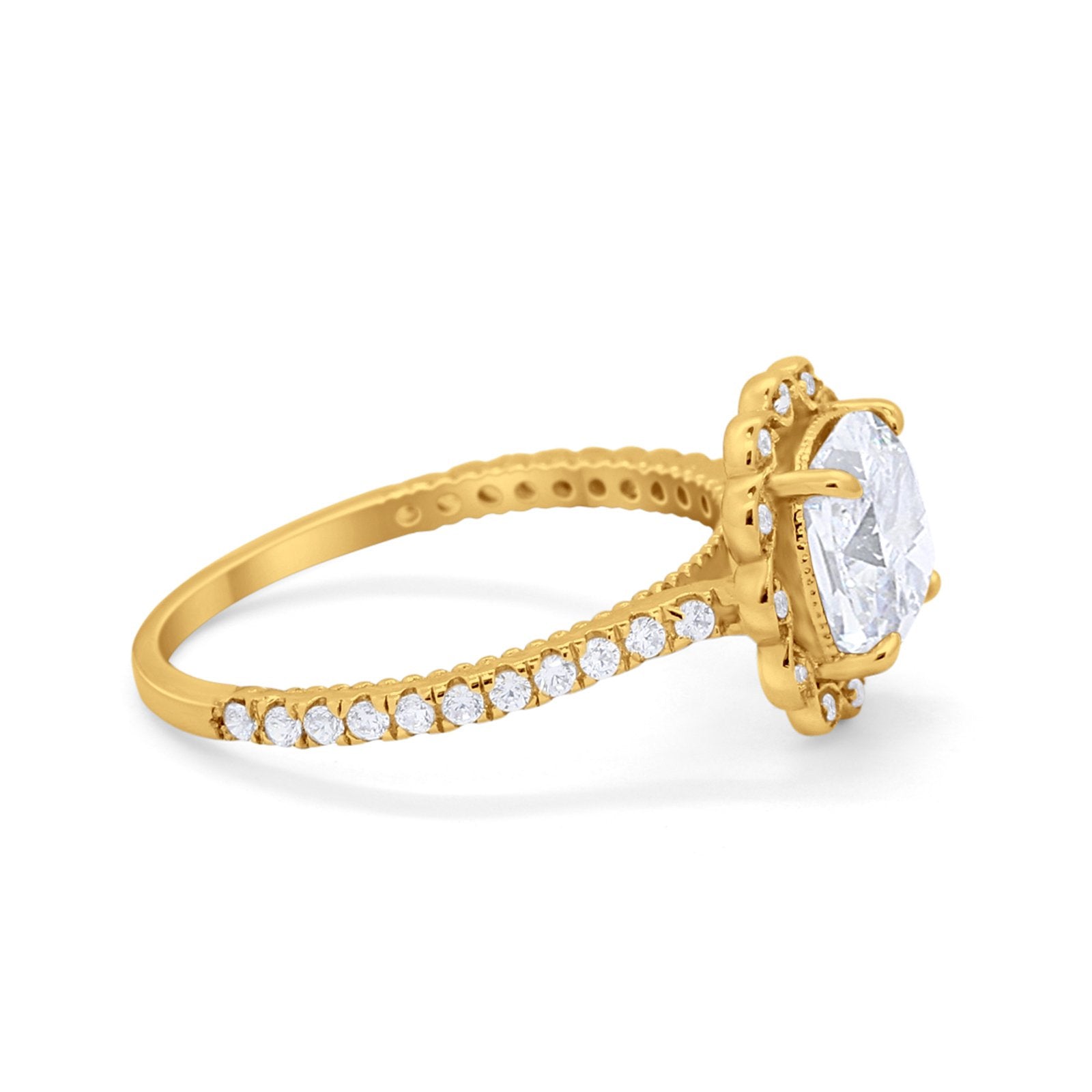 Halo Cushion Engagement Bridal Ring Simulated Cubic Zirconia 925 Sterling Silver