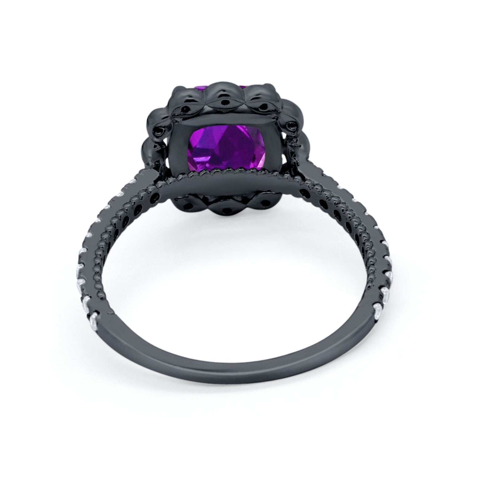 Halo Cushion Engagement Bridal Ring Simulated Cubic Zirconia 925 Sterling Silver