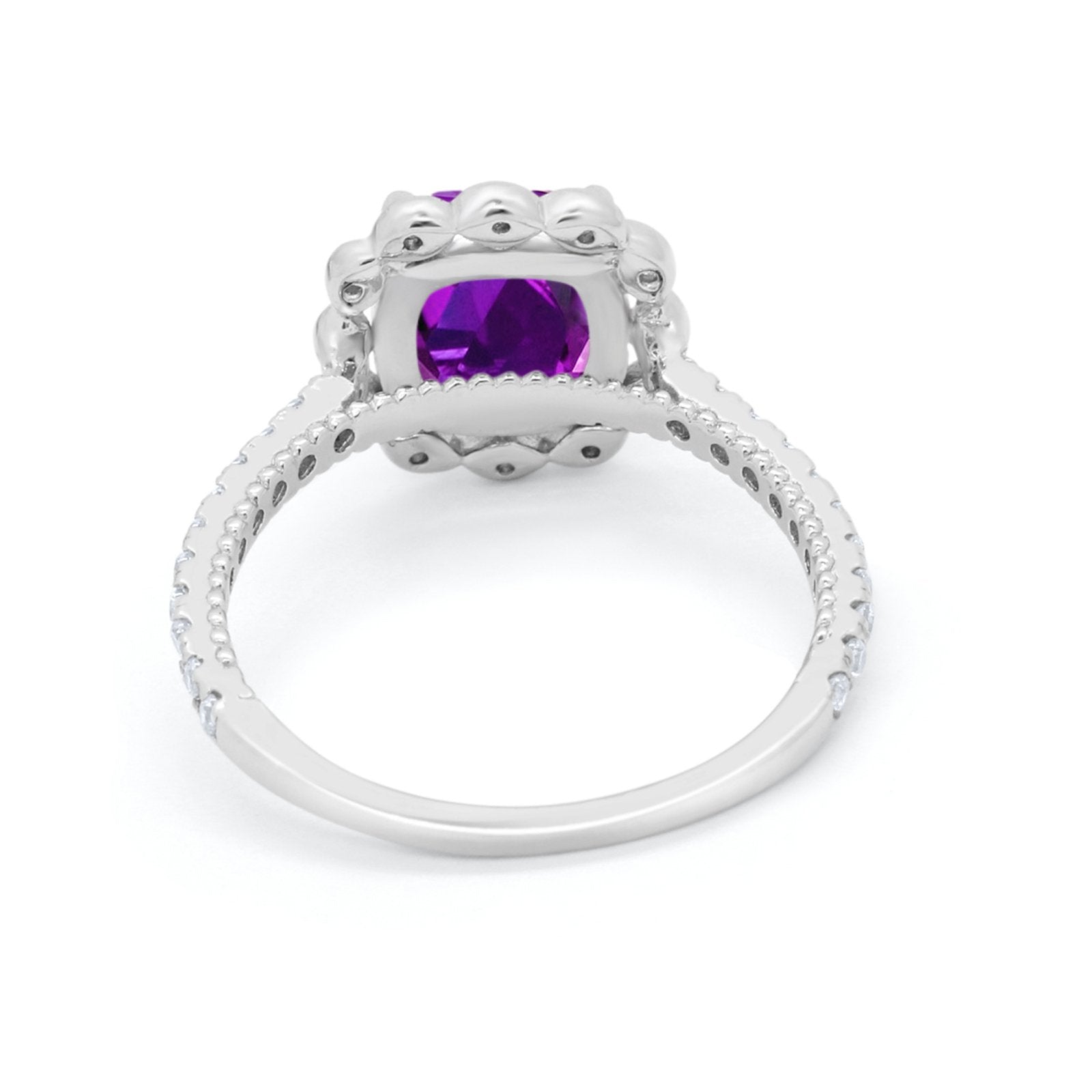 Halo Cushion Engagement Bridal Ring Simulated Cubic Zirconia 925 Sterling Silver