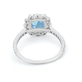 Halo Cushion Engagement Bridal Ring Simulated Cubic Zirconia 925 Sterling Silver