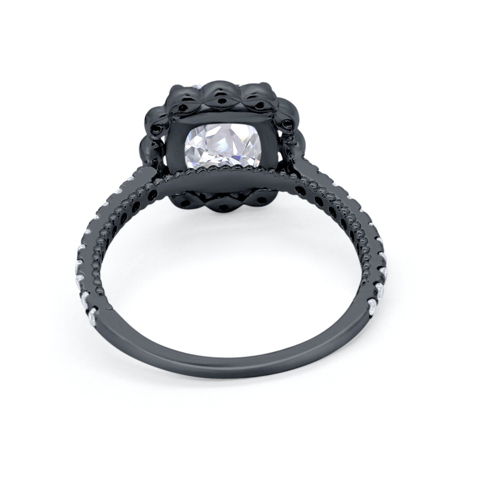 Halo Cushion Engagement Bridal Ring Simulated Cubic Zirconia 925 Sterling Silver