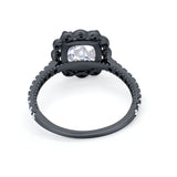 Halo Cushion Engagement Bridal Ring Simulated Cubic Zirconia 925 Sterling Silver