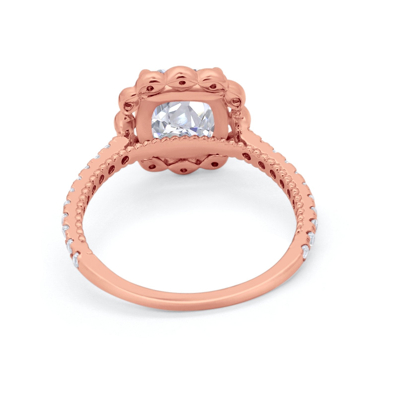 Halo Cushion Engagement Bridal Ring Simulated Cubic Zirconia 925 Sterling Silver