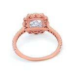 Halo Cushion Engagement Bridal Ring Simulated Cubic Zirconia 925 Sterling Silver