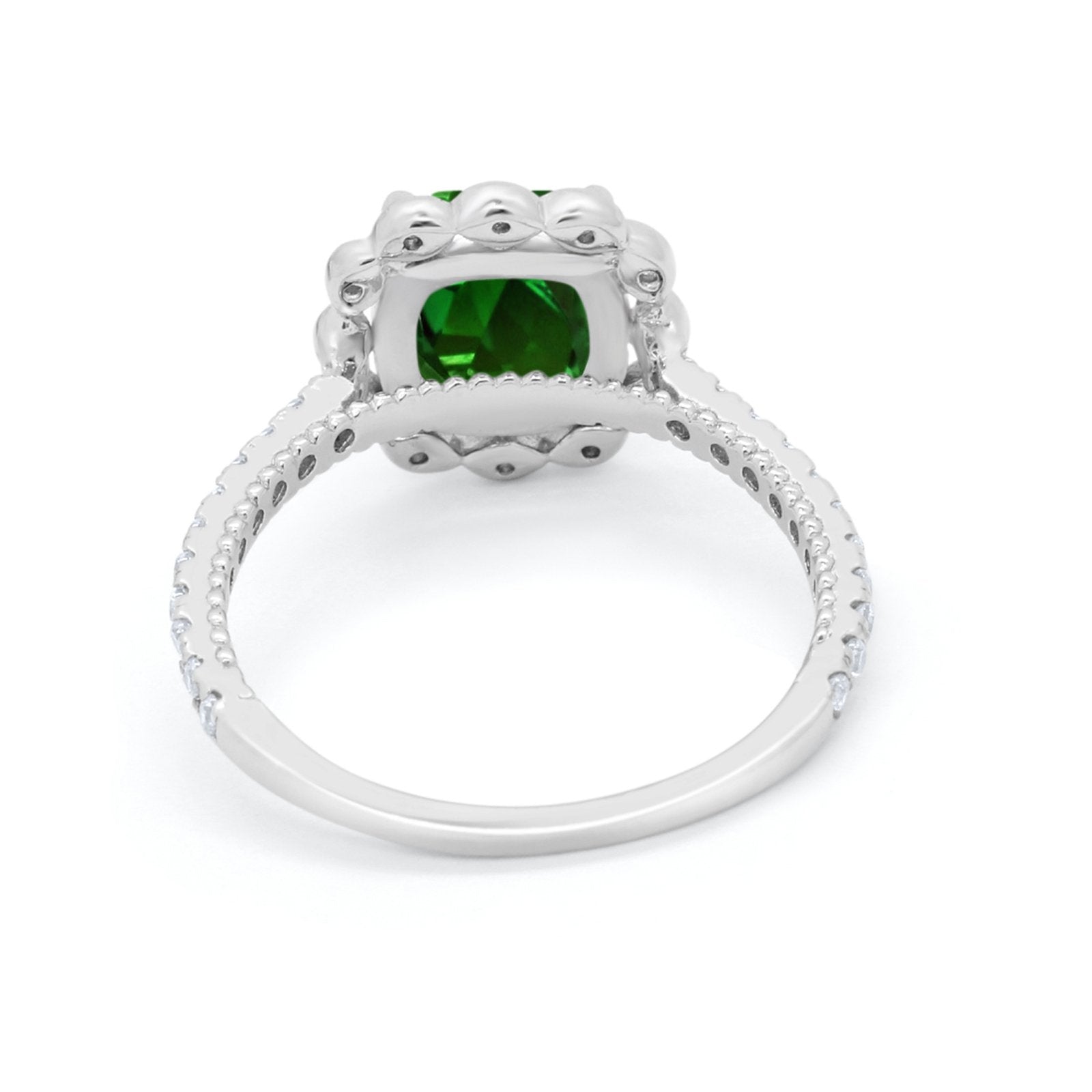 Halo Cushion Engagement Bridal Ring Simulated Cubic Zirconia 925 Sterling Silver