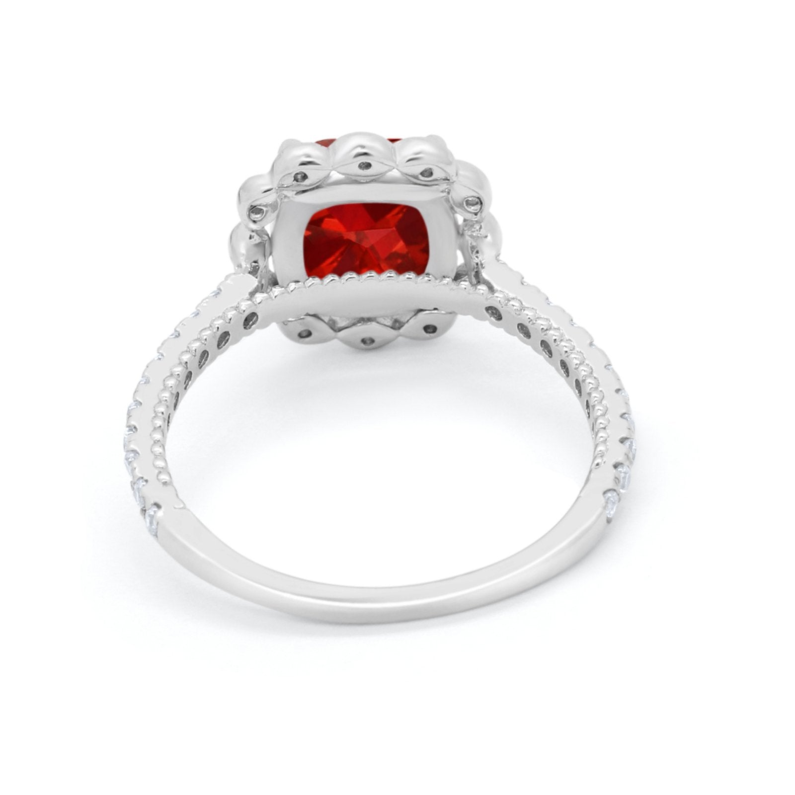 Halo Cushion Engagement Bridal Ring Simulated Cubic Zirconia 925 Sterling Silver