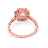 Halo Cushion Engagement Bridal Ring Simulated Cubic Zirconia 925 Sterling Silver
