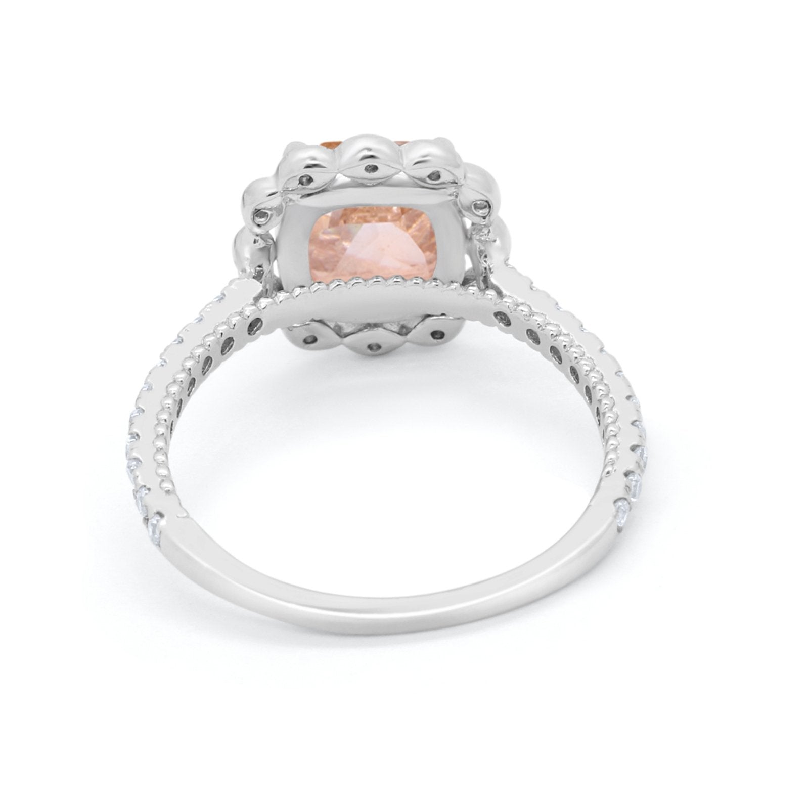 Halo Cushion Engagement Bridal Ring Simulated Cubic Zirconia 925 Sterling Silver