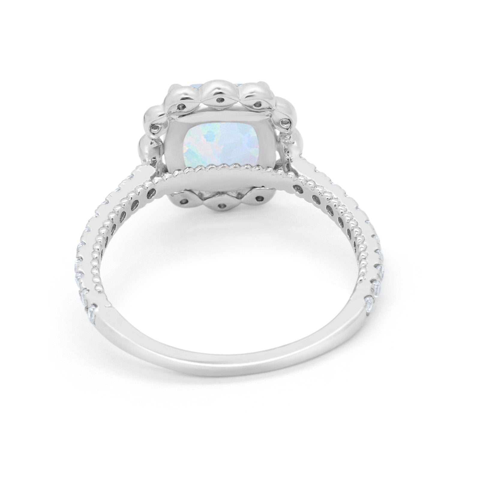 Halo Cushion Engagement Bridal Ring Simulated Cubic Zirconia 925 Sterling Silver