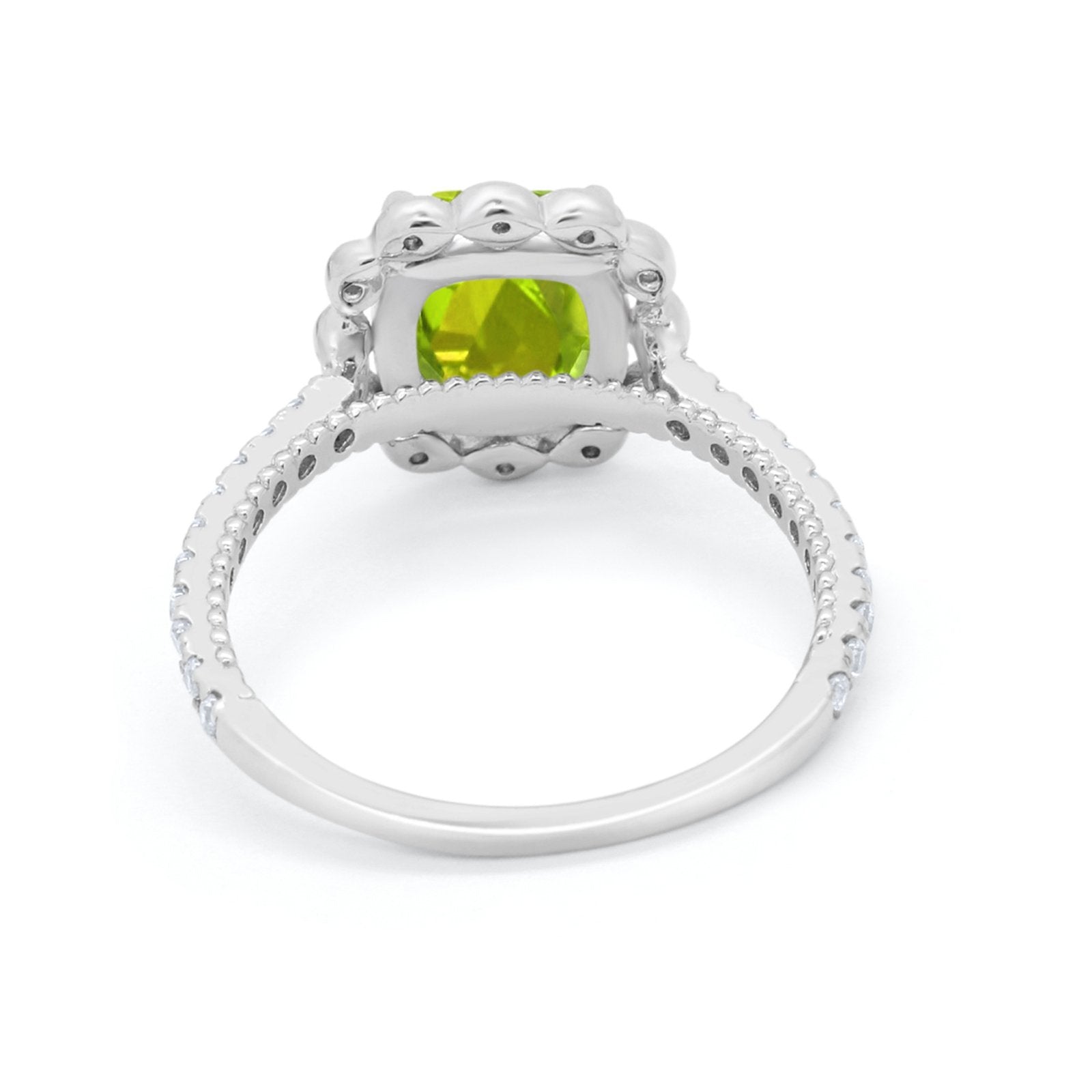 Halo Cushion Engagement Bridal Ring Simulated Cubic Zirconia 925 Sterling Silver