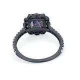 Halo Cushion Engagement Bridal Ring Simulated Cubic Zirconia 925 Sterling Silver