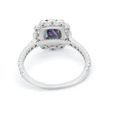 Halo Cushion Engagement Bridal Ring Simulated Cubic Zirconia 925 Sterling Silver