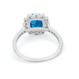 Halo Cushion Engagement Bridal Ring Simulated Cubic Zirconia 925 Sterling Silver