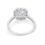 Halo Cushion Engagement Bridal Ring Simulated Cubic Zirconia 925 Sterling Silver