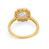Halo Cushion Engagement Bridal Ring Simulated Cubic Zirconia 925 Sterling Silver