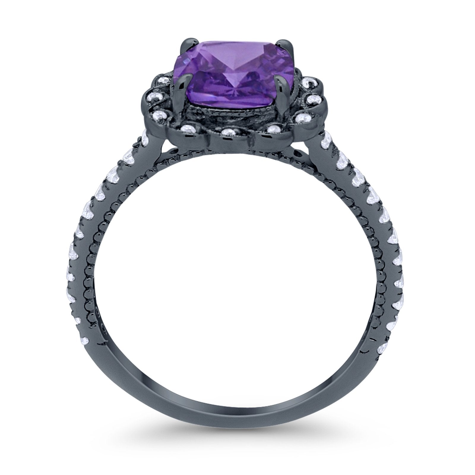 Halo Cushion Engagement Bridal Ring Simulated Cubic Zirconia 925 Sterling Silver