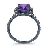 Halo Cushion Engagement Bridal Ring Simulated Cubic Zirconia 925 Sterling Silver