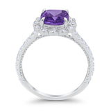 Halo Cushion Engagement Bridal Ring Simulated Cubic Zirconia 925 Sterling Silver