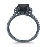 Halo Cushion Engagement Bridal Ring Simulated Cubic Zirconia 925 Sterling Silver