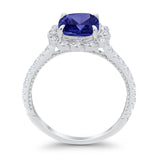 Halo Cushion Engagement Bridal Ring Simulated Cubic Zirconia 925 Sterling Silver